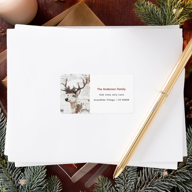Vintage Christmas Winter Reindeer Address Label (Creator Uploaded)