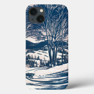 Vintage Christmas, Winter Snow Mountain Landscape  iPhone 13 Case