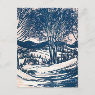 Vintage Christmas, Winter Snow Mountain Landscape  Holiday Postcard