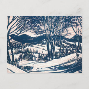 Vintage Christmas, Winter Snow Mountain Landscape  Holiday Postcard