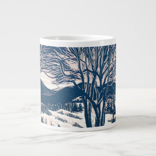 Vintage Christmas, Winter Snow Mountain Landscape  Large Coffee Mug