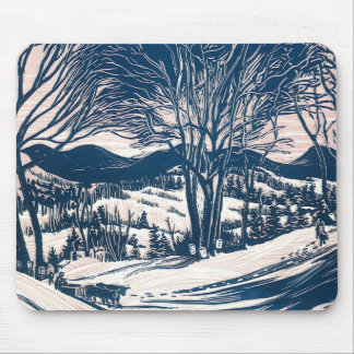 Vintage Christmas, Winter Snow Mountain Landscape  Mouse Pad