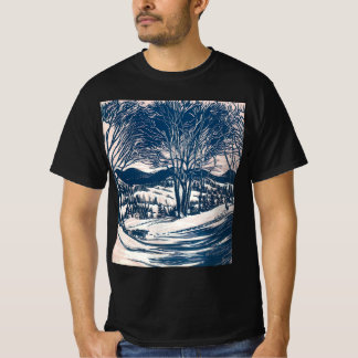 Vintage Christmas, Winter Snow Mountain Landscape  T-Shirt