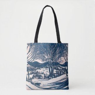 Vintage Christmas, Winter Snow Mountain Landscape  Tote Bag