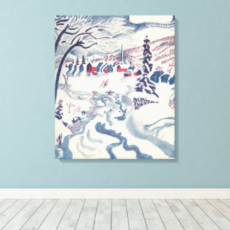 Vintage Christmas, Winter Village Snowscape Snow Canvas Print
