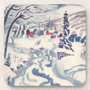 Vintage Christmas, Winter Village Snowscape Snow Coaster