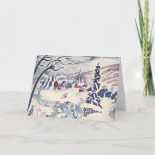 Vintage Christmas, Winter Village Snowscape Snow Holiday Card