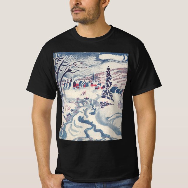 Vintage Christmas, Winter Village Snowscape Snow T-Shirt (Front)