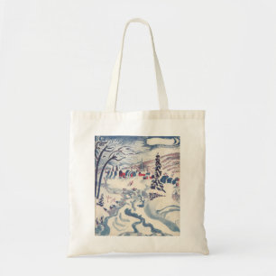 Vintage Christmas, Winter Village Snowscape Snow Tote Bag
