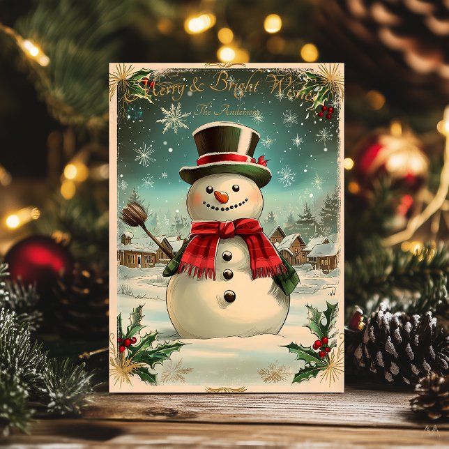 Vintage Christmas with Snowman and Festive Village Invitation (Creator Uploaded)