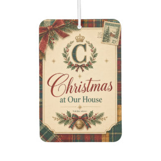 Vintage Christmas with Tartan Ribbon, Brass Bells Car Air Freshener