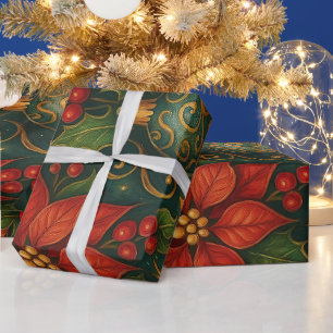 Vintage Christmas Wrapping Paper – Poinsettia