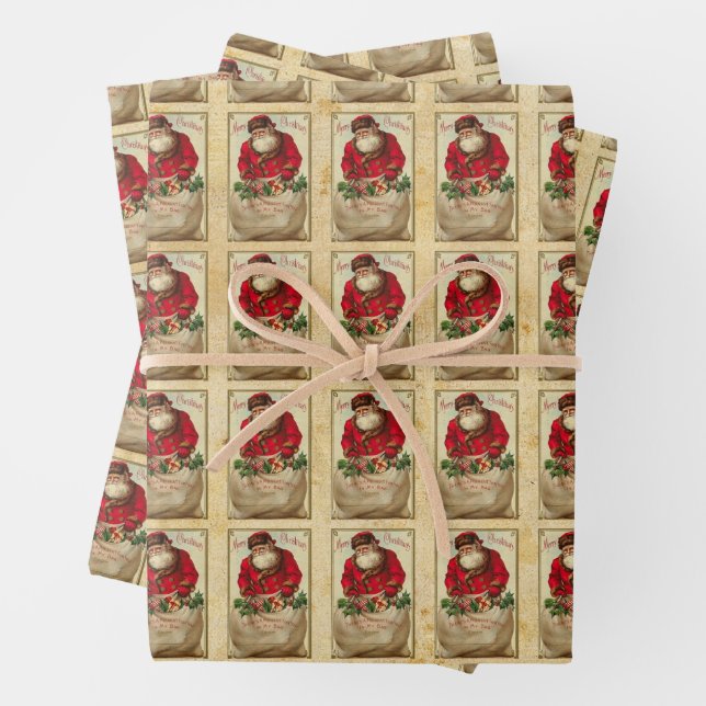 Vintage Christmas Wrapping Paper Sheets (In situ)