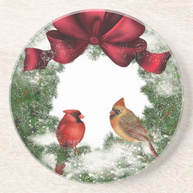 Vintage Christmas Wreath Coaster (Front)