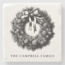 Vintage Christmas Wreath Family Name