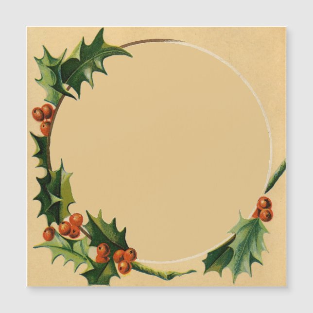 Vintage Christmas Wreath Holly Photo Frame (Front)