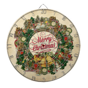 Vintage Christmas Wreath (Merry Christmas) Dartboard