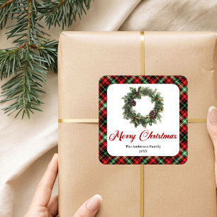 Vintage Christmas Wreath Sticker Custom Family