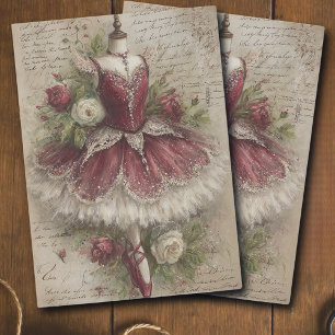 Vintage ChristmasFloral Ballerina Decoupage Tissue Paper