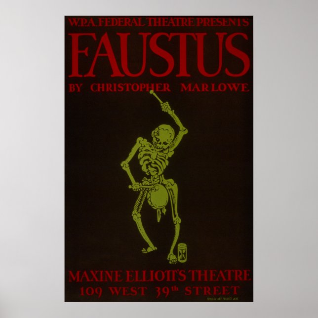 Vintage Christopher Marlowe Faustus Opera WPA Poster (Front)