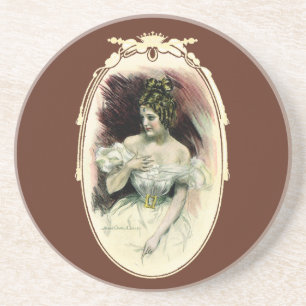 Vintage Christy Girl, Antique Bridal Portrait Coaster