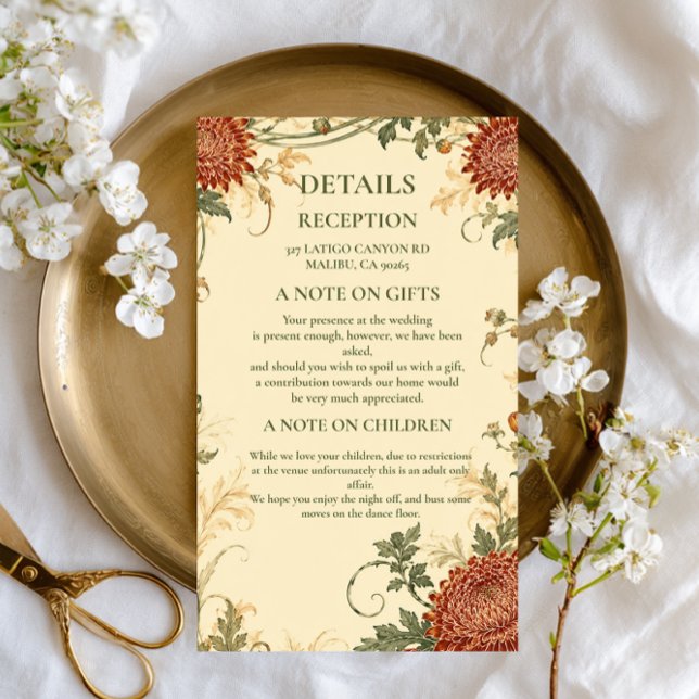 Vintage Chrysanthemum Botanical Enclosure Card (Creator Uploaded)