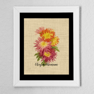 Vintage Chrysanthemum Botanical  Poster
