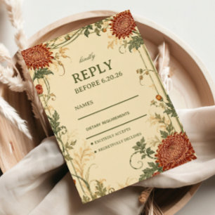 Vintage Chrysanthemum Botanical RSVP Card