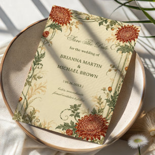 Vintage Chrysanthemum Botanical Save The Date