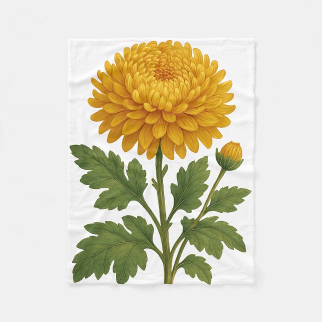 Vintage Chrysanthemum Fleece Blanket (Front)