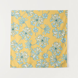 Vintage Chrysanthemum Flowers, Oriental Pattern. Tapestry