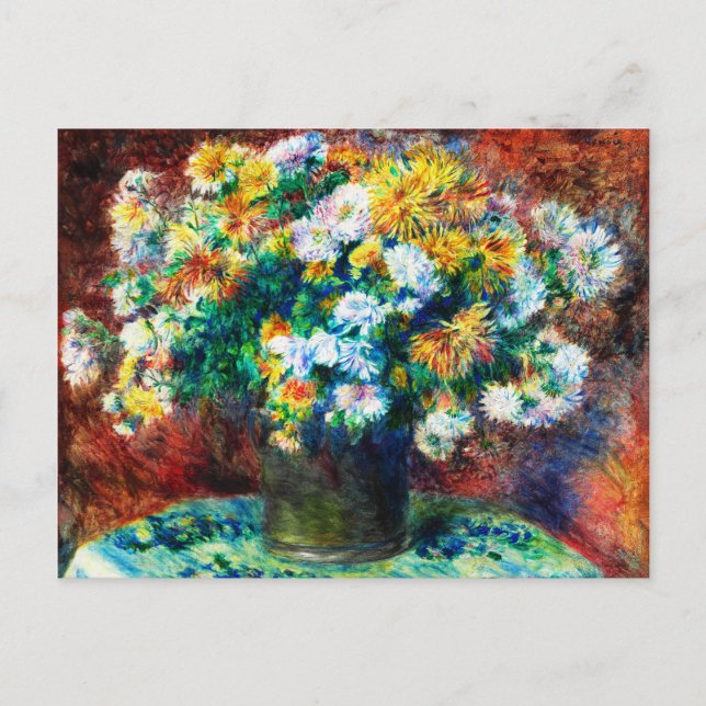 Vintage Chrysanthemums by Pierre-Auguste Renoir Postcard (Front)