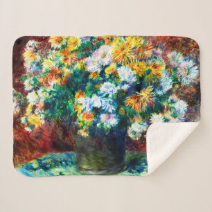 Vintage Chrysanthemums by Pierre-Auguste Renoir Sherpa Blanket