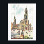 Vintage Church and Castle Tower in Dresden Postcard<br><div class="desc">This postcard is a reproduction of a vintage travel postcard showing the Catholic church and castle tower in Dresden,  Germany.</div>