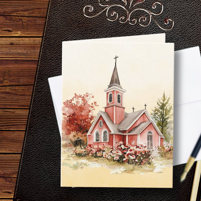 Vintage Church Bible Verse Autumn  Note Card (Creator Uploaded)