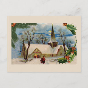 Vintage Church in winter Postcard
