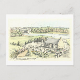 Vintage Church Island and Menai Bridge, Wales Postcard