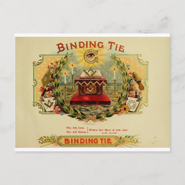 Vintage Cigar Box Label  BINDING TIE   (15) Postcard (Front)
