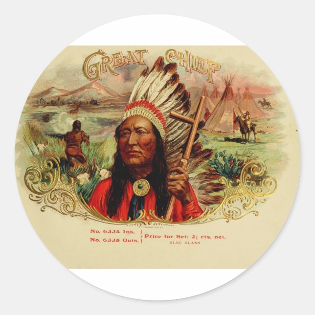 Vintage Cigar Box Label  GREAT CHIEF (L14) (Front)
