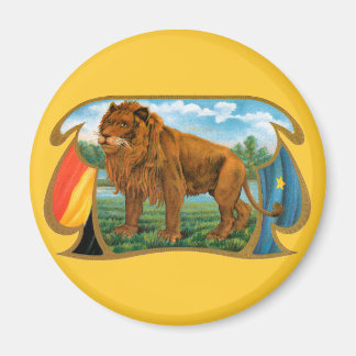 Vintage Cigar Label Art, African Lion in Savannah Magnet