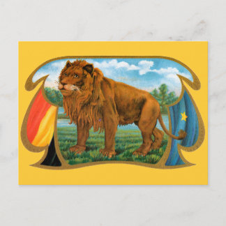 Vintage Cigar Label Art, African Lion in Savannah Postcard
