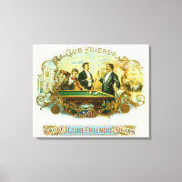 Vintage Cigar Label Art, Club Friends Billiards