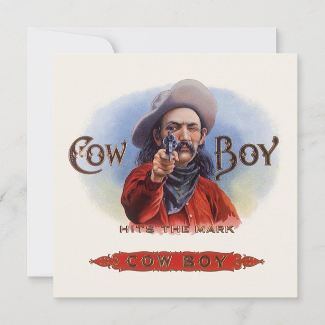 Vintage Cigar Label Art, Cowboy Hits the Mark (Front)