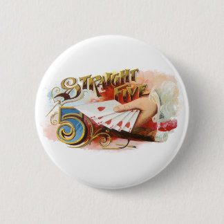 Vintage Cigar Label Art Straight Flush with Hearts 6 Cm Round Badge