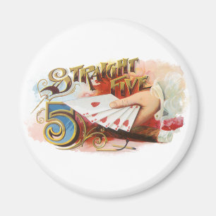 Vintage Cigar Label Art Straight Flush with Hearts Magnet