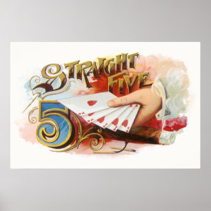 Vintage Cigar Label Art Straight Flush with Hearts Poster