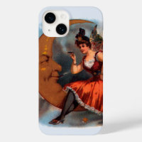 Vintage Cigar Label Art, Victorian Fairy on Moon