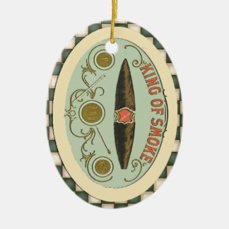 Vintage Cigar Label King of Smoke Tobacco Ceramic Tree Decoration