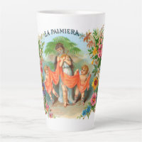 Vintage Cigar Label La Palmiera, Woman with Angels