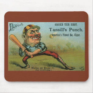 Vintage Cigar Label, Sports Baseball Tansill Punch Mouse Pad